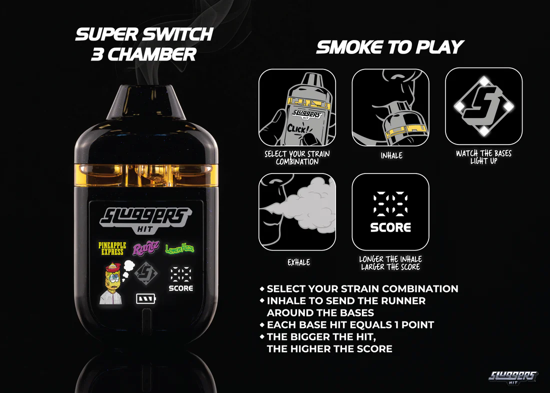 Sluggers Hit Strawberry Kiwi x Pina Colada x Apples & Bananas Super Switch Vape